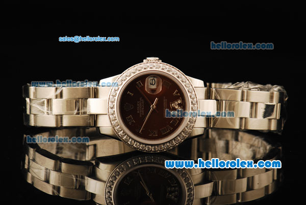 Rolex Datejust Automatic Movement Full Steel with ETA Coating Case with Brown Dial-Diamond Bezel - Click Image to Close